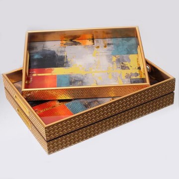 SADA 2x Dekoračný podnos 40x30/35x25 cm zlatá
