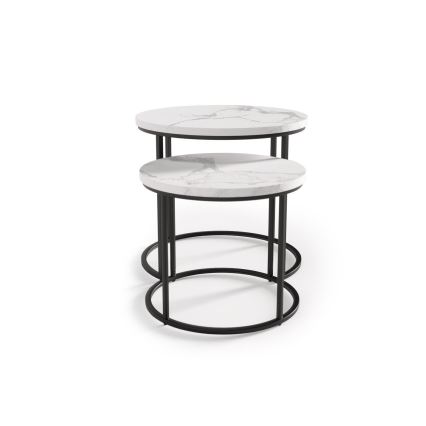 SADA 2x Konferenčný stolík OREO pr. 43/53 cm čierna/dekor mramoru