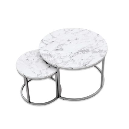 SADA 2x Konferenčný stolík PAOLA pr. 38/60 cm šedá/dekor mramoru