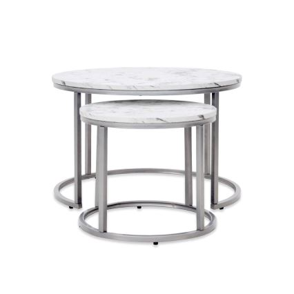 SADA 2x Konferenčný stolík PAOLA pr. 38/60 cm šedá/dekor mramoru