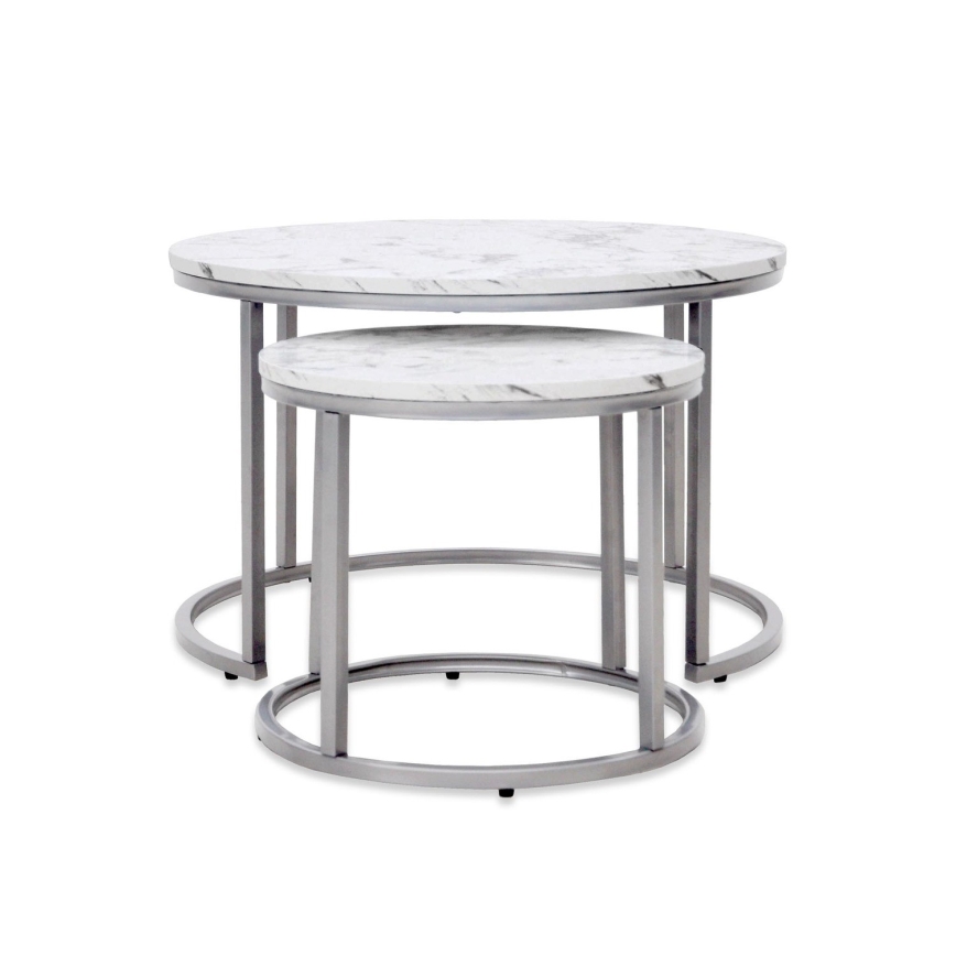 SADA 2x Konferenčný stolík PAOLA pr. 38/60 cm šedá/dekor mramoru