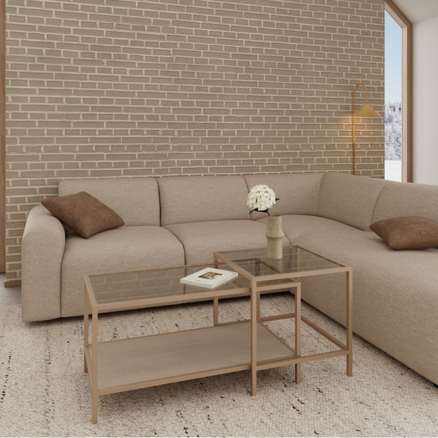 SADA 2x Konferenčný stolík SARON 90x50 cm sivá/priehľadná