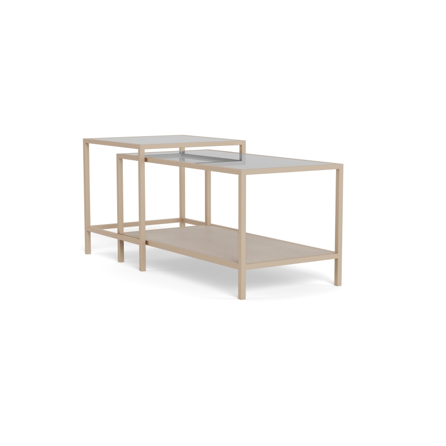 SADA 2x Konferenčný stolík SARON 90x50 cm sivá/priehľadná