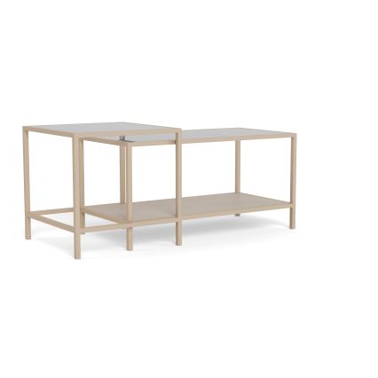 SADA 2x Konferenčný stolík SARON 90x50 cm sivá/priehľadná