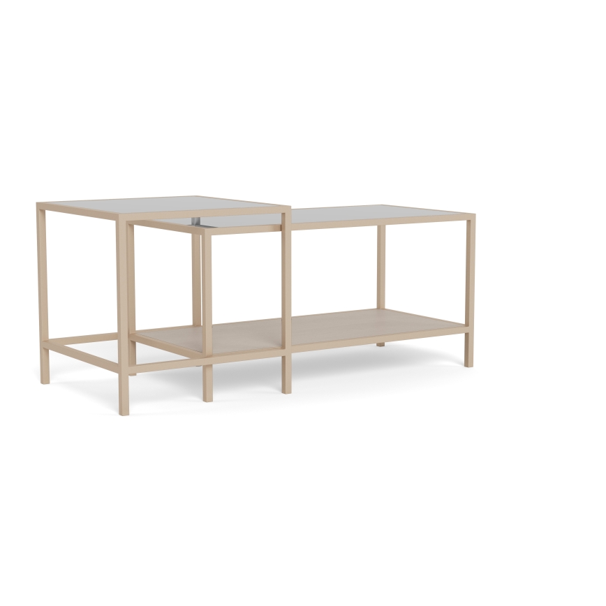 SADA 2x Konferenčný stolík SARON 90x50 cm sivá/priehľadná