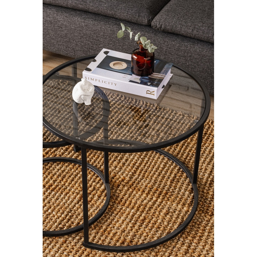 SADA 2x Konferenčný stolík TOKYO pr. 42/60 cm čierna