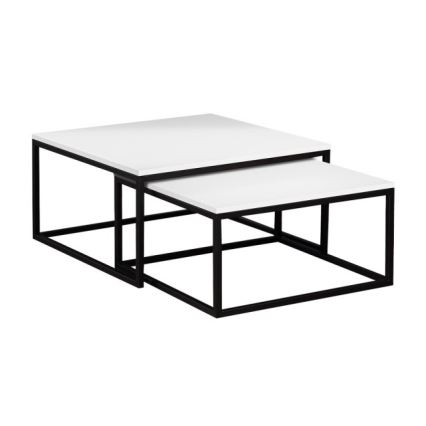 Sada 2x konferenčných stolíkov DUAL 76x76/66x66 cm čierna/biela
