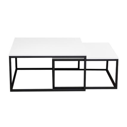 Sada 2x konferenčných stolíkov DUAL 76x76/66x66 cm čierna/biela