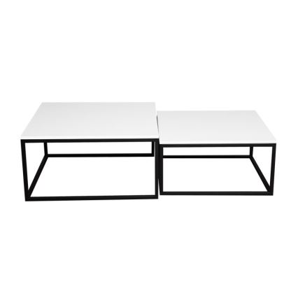 Sada 2x konferenčných stolíkov DUAL 76x76/66x66 cm čierna/biela