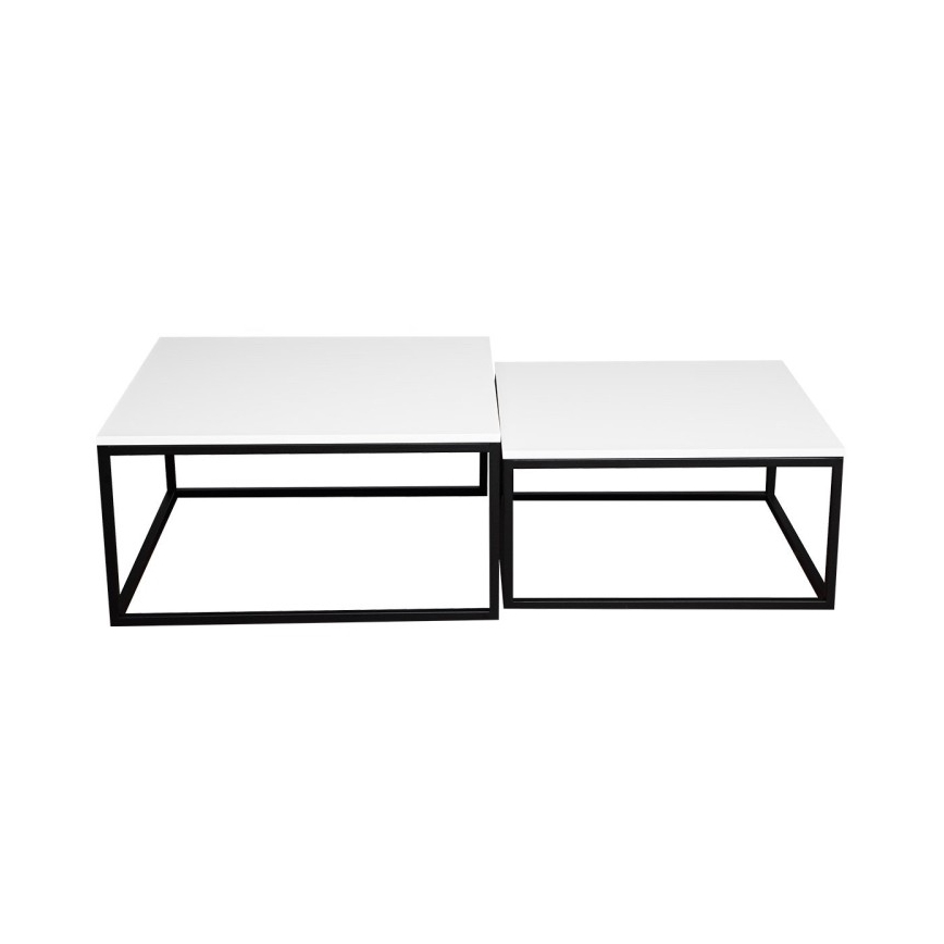 Sada 2x konferenčných stolíkov DUAL 76x76/66x66 cm čierna/biela