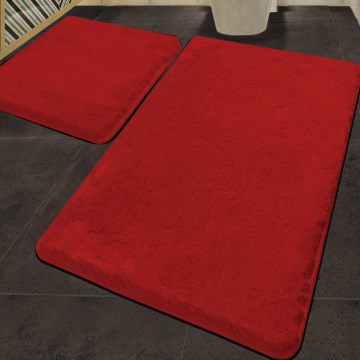 SADA 2x Kúpeľňová predložka 60/100 cm červená