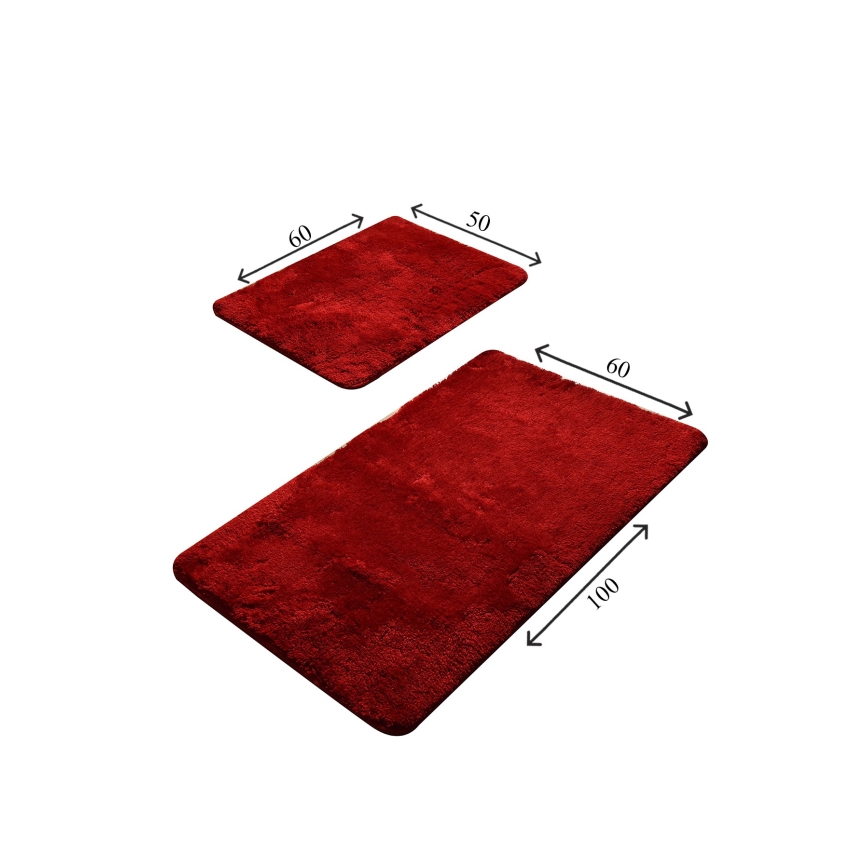 SADA 2x Kúpeľňová predložka 60/100 cm červená