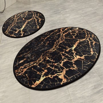 SADA 2x Kúpeľňová predložka GOLDES 60/100 cm čierna/zlatá