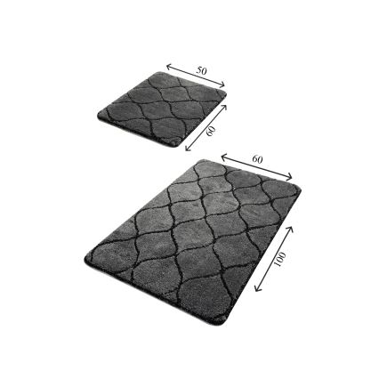 SADA 2x Kúpeľňová predložka INFINITY 60/100 cm antracit