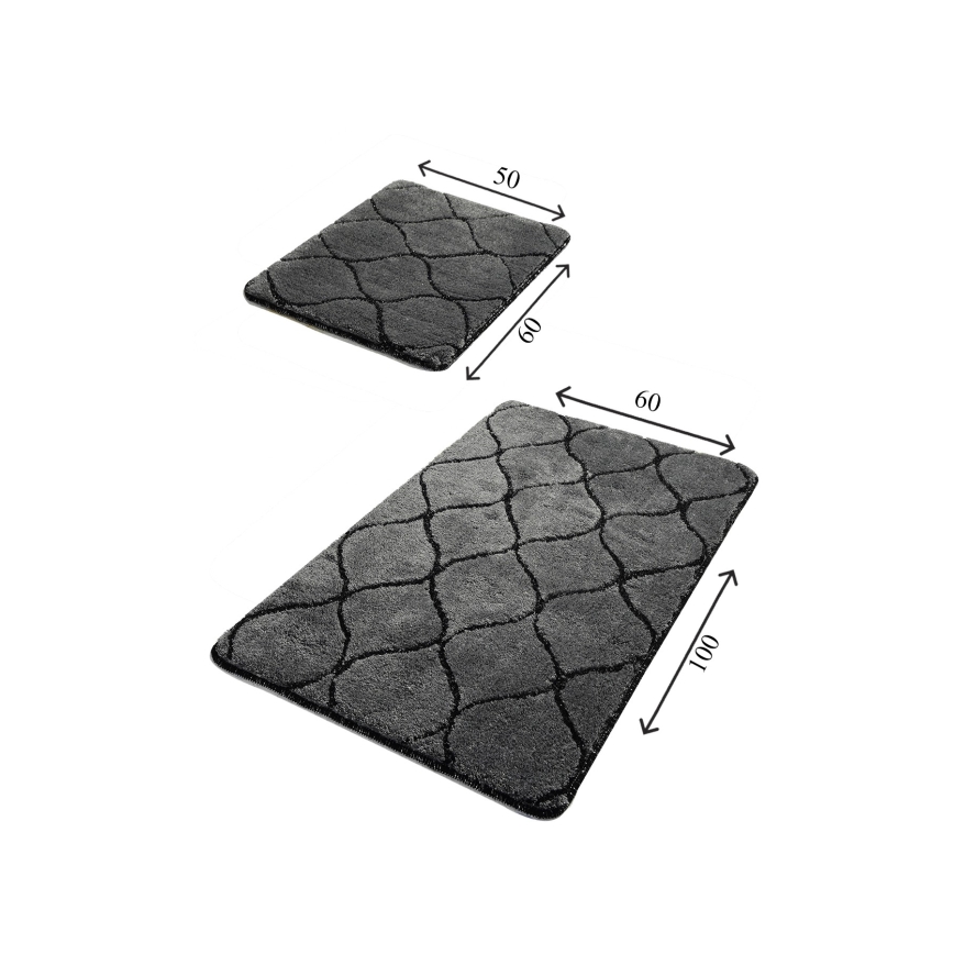 SADA 2x Kúpeľňová predložka INFINITY 60/100 cm antracit