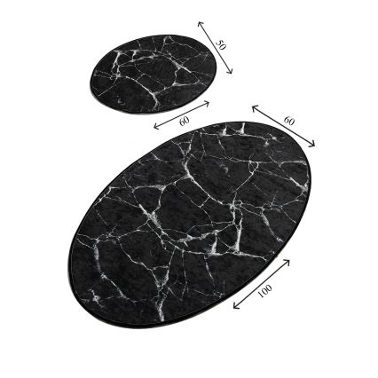 SADA 2x Kúpeľňová predložka MARBLE 50x60/60x100 cm čierna