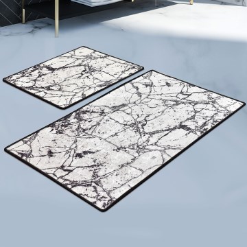 SADA 2x Kúpeľňová predložka MARBLE 60/100 cm biela/čierna
