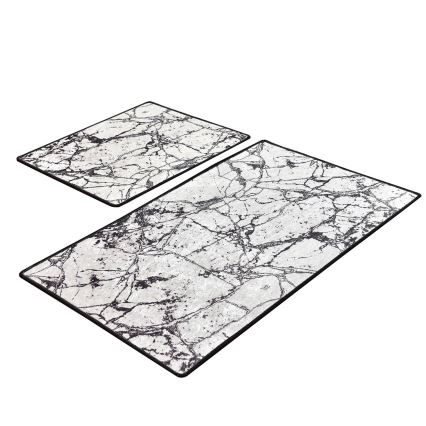 SADA 2x Kúpeľňová predložka MARBLE 60/100 cm biela/čierna