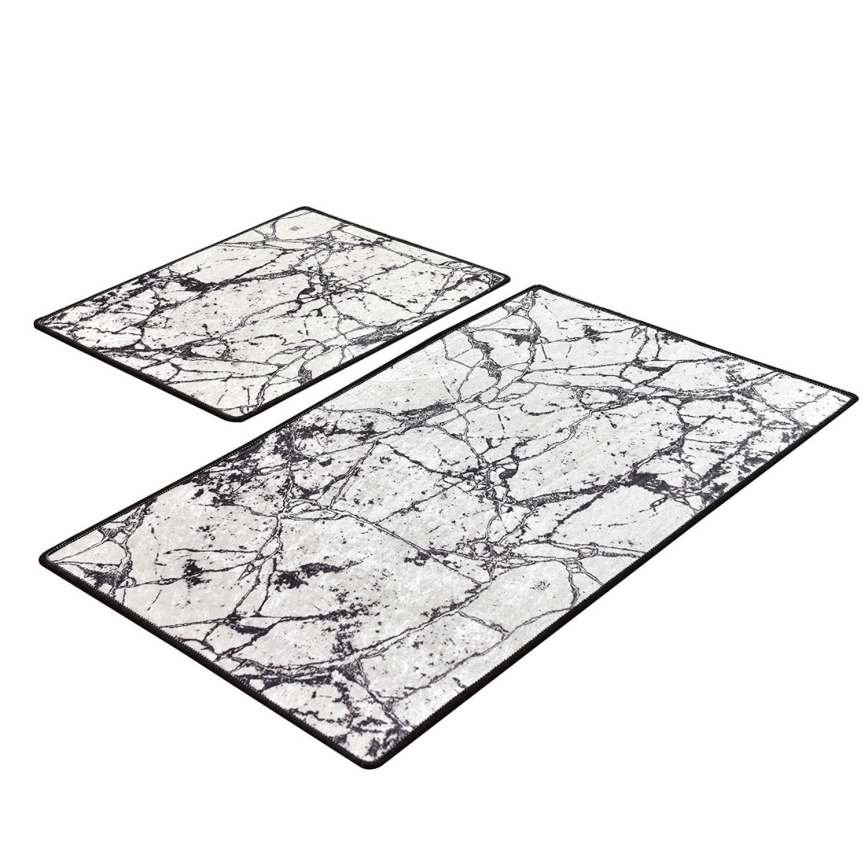 SADA 2x Kúpeľňová predložka MARBLE 60/100 cm biela/čierna