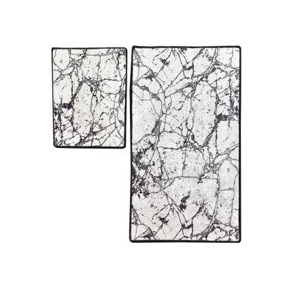 SADA 2x Kúpeľňová predložka MARBLE 60/100 cm biela/čierna