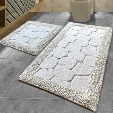 SADA 2x Kúpeľňová predložka STONE 60/100 cm biela