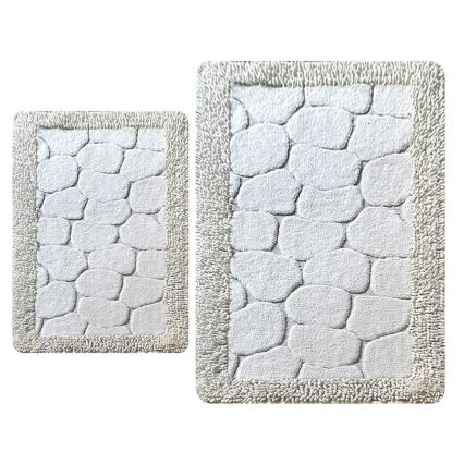 SADA 2x Kúpeľňová predložka STONE 60/100 cm biela