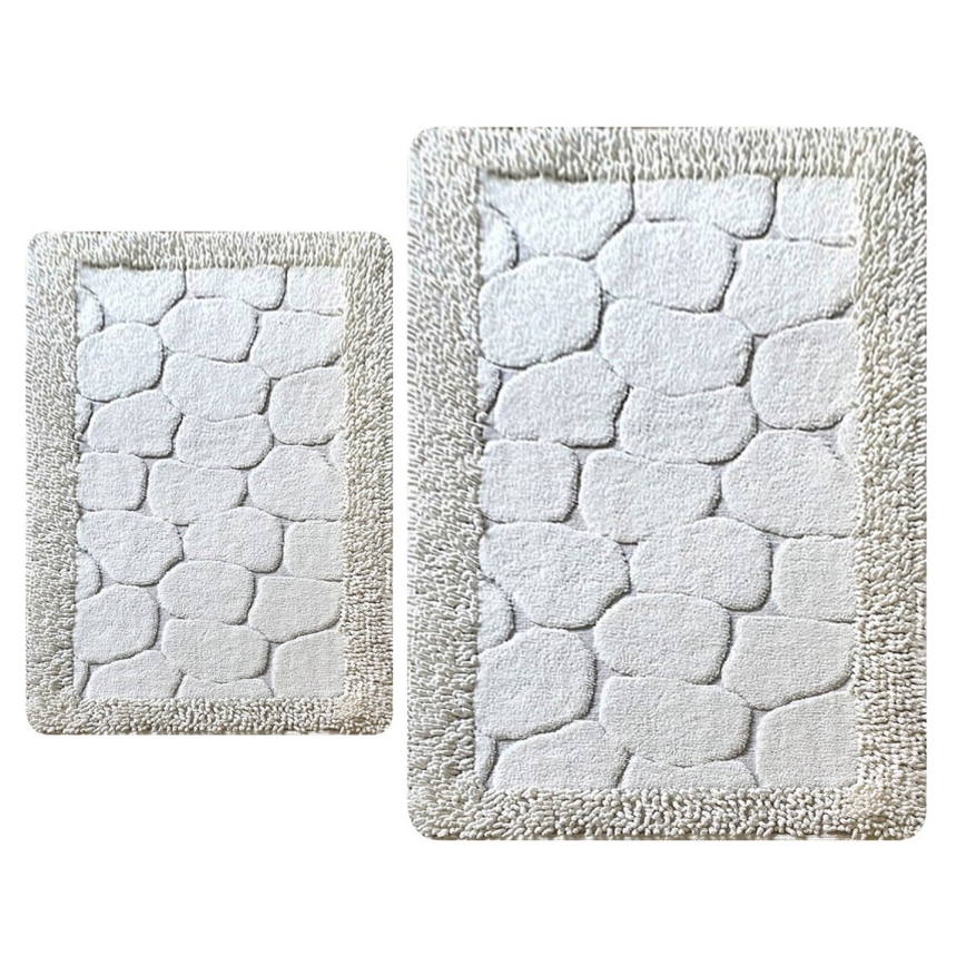 SADA 2x Kúpeľňová predložka STONE 60/100 cm biela