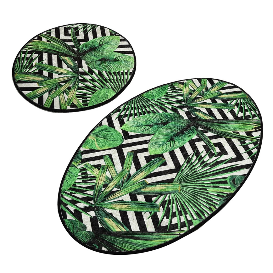 SADA 2x Kúpeľňová predložka TROPIC 60/100 cm zelená