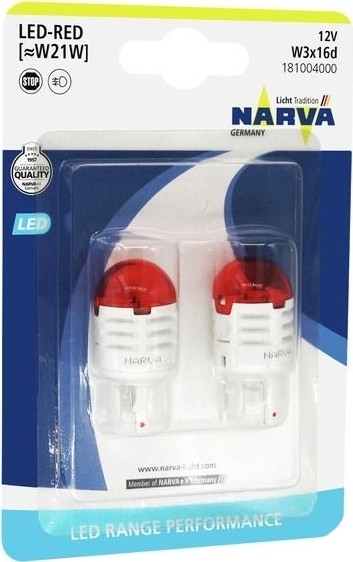 SADA 2x LED Autožiarovka W21W W3x16d/1,75W/12V červená - Narva 18100RPNVAB2