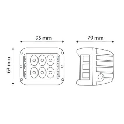 SADA 2x LED Bodové svietidlo pre automobil CREE LED/27W/10-30V IP67