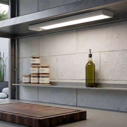 Sada 2 ks LED nabíjateľné osvetlenie nábytku so senzorom pohybu a súmraku VIRO LED/1,2W/3,7V 800 mAh 3000/4000/6500K 30 cm biela