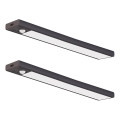 SADA 2x LED nabíjateľné osvetlenie nábytku so snímačom pohybu a súmraku VIRO LED/1,2W/3,7V 800 mAh 3000/4000/6500K 30 cm čierna