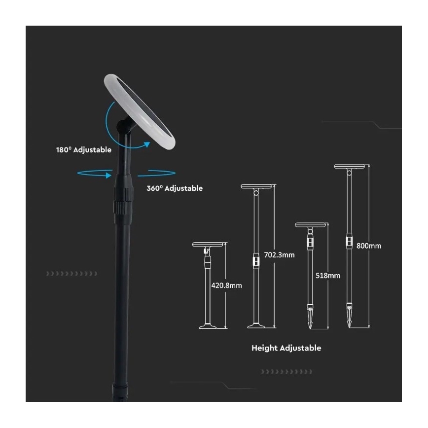SADA 2x LED Nastaviteľná solárna lampa GARDEN LED/3W/5V 42-80 cm 3000K IP65