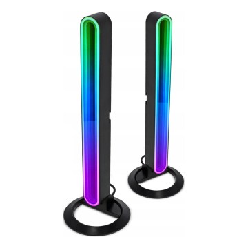 SADA 2x LED RGBIC Stmievateľná stolová lampa LED/5W/5V čierna + diaľkové ovládanie
