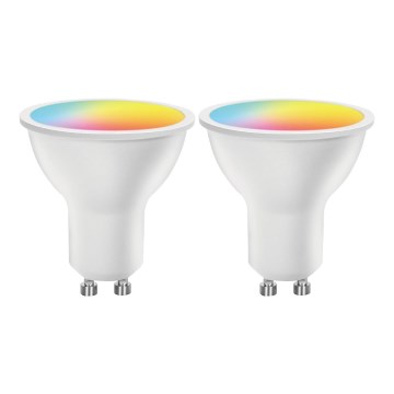 SADA 2x LED RGBW Stmiev. žiarovka MESH Smart GU10/6,5W/230V 2700-6500K + diaľkové ovládanie - Aigostar