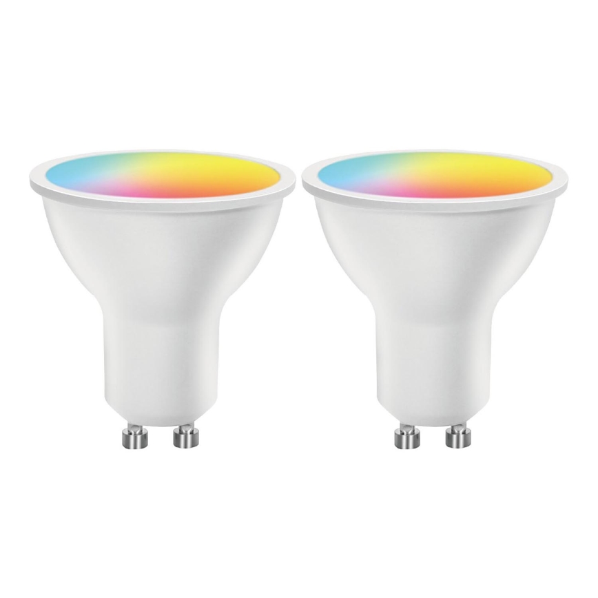 SADA 2x LED RGBW Stmiev. žiarovka MESH Smart GU10/6,5W/230V 2700-6500K + diaľkové ovládanie - Aigostar