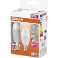 SADA 2x LED RGBW Stmievateľná žiarovka B38 E14/4,9W/230V 2700K + diaľkové ovládanie - Osram