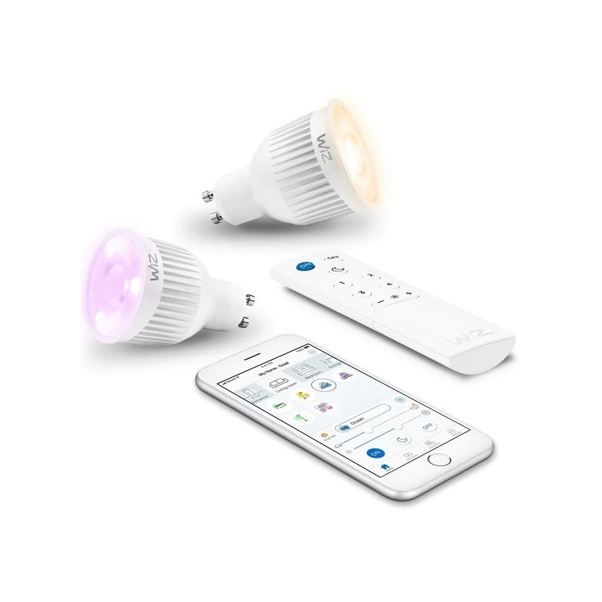 SADA 2x LED RGBW Stmievateľná žiarovka GU10/6,5W/230V 2200-6500K Wi-Fi + DO - WiZ