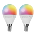 SADA 2x LED RGBW Stmievateľná žiarovka MESH Smart G45 E14/6,5W/230V 2700-6500K + diaľkové ovládanie - Aigostar