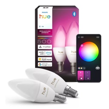 Sada 2x LED RGBW stmievateľných žiaroviek Philips Hue White And Color Ambiance B39 E14/3,7W/230V 1000-20000K