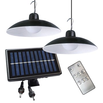 SADA 2x LED Solárne závesné svietidlo so súmrakovým senzorom LED/6W/3,7V 2000 mAh IP44 + diaľkové ovládanie