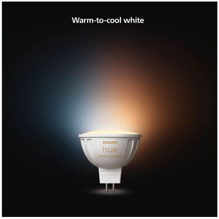 SADA 2x LED Stmievateľná žiarovka Philips Hue White Ambiance GU5,3/MR16/5,1W/12V 2200-6500K