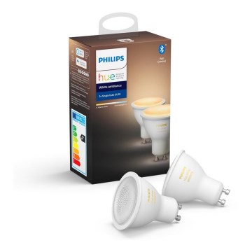 SADA 2x LED Stmievateľná žiarovka Philips Hue WHITE AMBIANCE GU10/5W/230V 2200-6500K