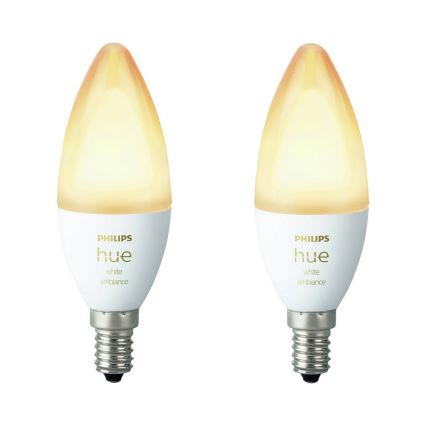 SADA 2x LED Stmievateľná žiarovka Philips Hue WHITE AMBIANCE B39 E14/4W/230V 2200K - 6500K