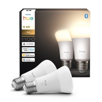 SADA 2x LED Stmievateľná žiarovka Philips Hue WHITE E27/9,5W/230V 2700K