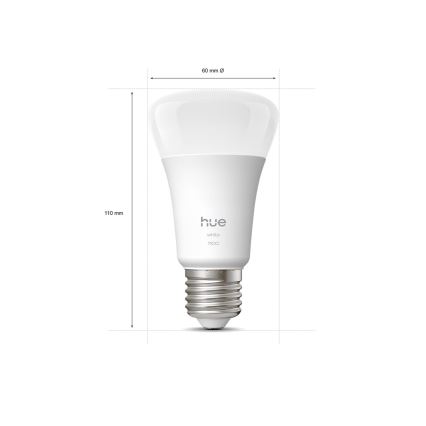 SADA 2x LED Stmievateľná žiarovka Philips Hue WHITE E27/9,5W/230V 2700K