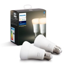 SADA 2x LED Stmievateľná žiarovka Philips Hue WHITE E27/9W/230V 2700K