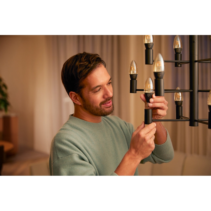 SADA 2x LED Stmievateľná žiarovka Philips Hue WHITE FILAMENT E14/4,5W/230V 2100K