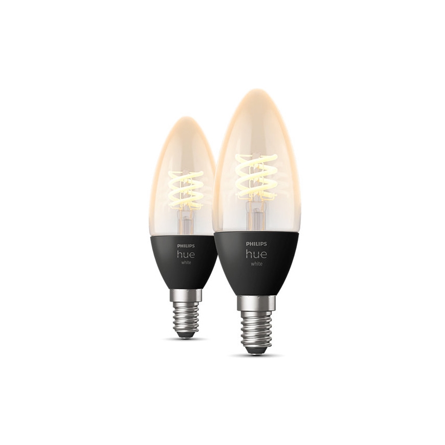 SADA 2x LED Stmievateľná žiarovka Philips Hue WHITE FILAMENT E14/4,5W/230V 2100K