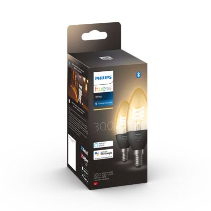 SADA 2x LED Stmievateľná žiarovka Philips Hue WHITE FILAMENT E14/4,5W/230V 2100K